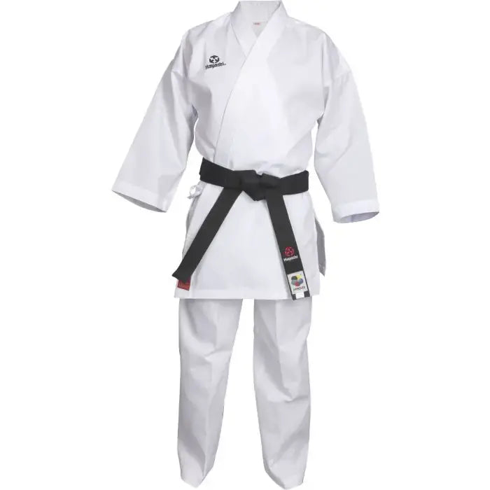 Full front view of the Hayashi Kumite GI- WKF approved - Ribbed Cotton 